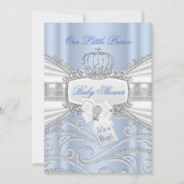 Sötblå lille prins Baby Shower Inbjudningar