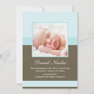 Sötblått Polka dots Foto Baby Birth Meddelande