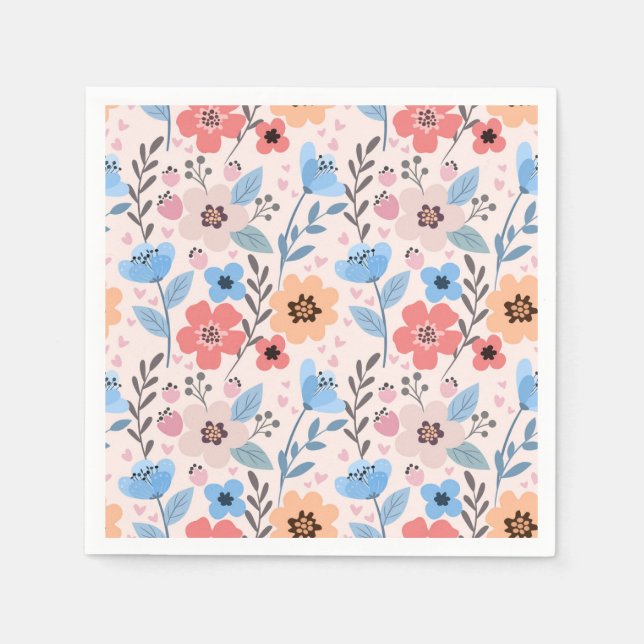 Sötblommor och små hearter Napkins Pappersservett (Framsidan)