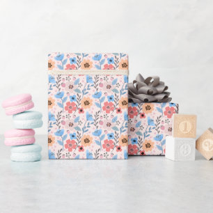 Sötblommor och små hjärtan Svällning Papper rullni Presentpapper