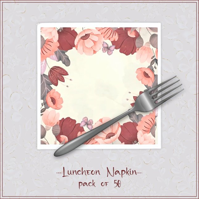 Sötboho folk art butterfly blommigt pappersservett (Skapare uppladdad)