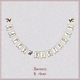 Sötboho folkart kanin Hygge blommigt Vimplar