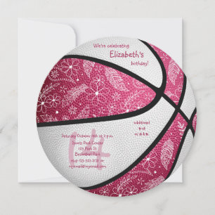 Sötboho rosa white Flickor basketbollfödelsedag Meddelande