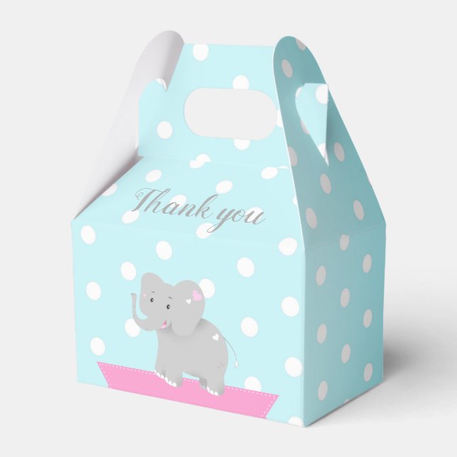 Sötbox Elephant Baby Shower Presentaskar (Framsidan Sidan)
