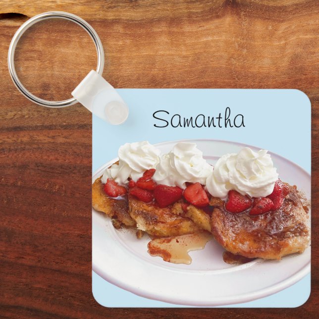 Sötbröd med jordgubbar och grädde nyckelring (Framsida)