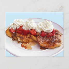 Sötbröd med jordgubbar och grädde vykort