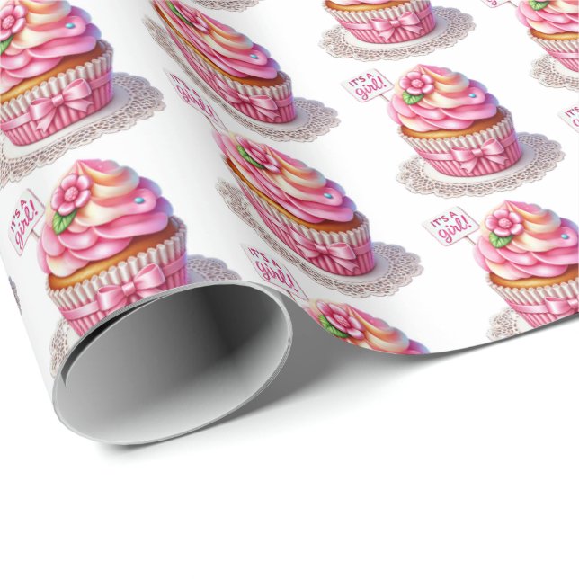 Sötburna flickors babyduschkaka presentpapper (Rullad Hörn)