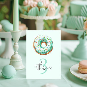 Sötdags Pastel Grönt Donut Birthday Bordsnummer