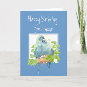 Sötdagsmat, Cute Romantic Parrots, Fåglar Kort