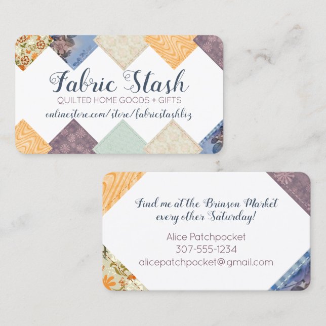 Sötdukar för sömlösa sybeslag  visitkort (Fram/baksida)