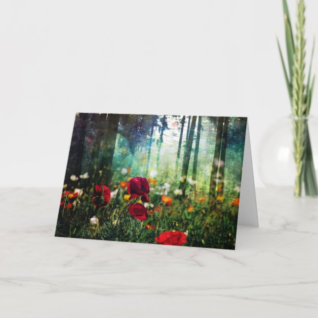 Söten blommar i kort för fantasiskoghälsning (Framsida)