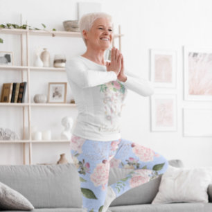 Söten blommigt Blue Periwinkle aktiv Leggings