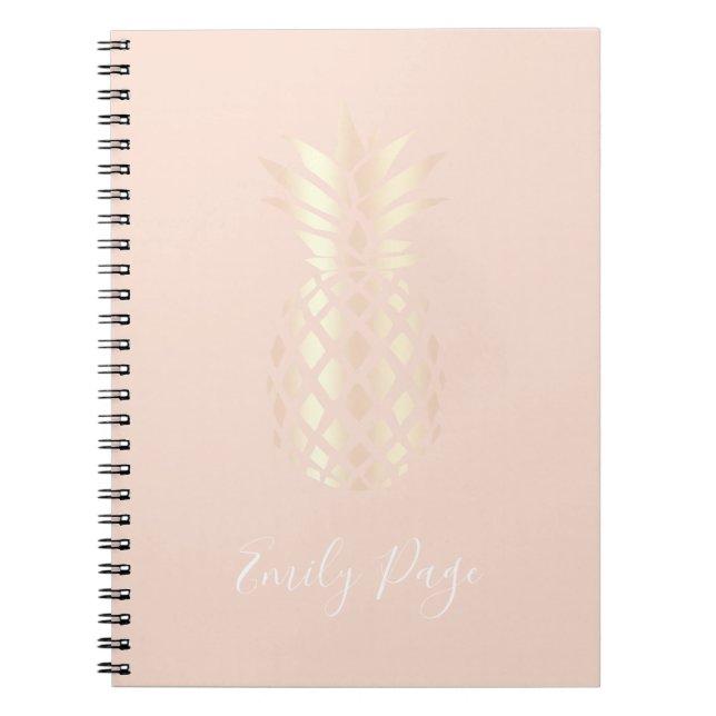 Söten förkopprar rosa guld- ananas & rodnadrosor anteckningsbok (Framsidan)