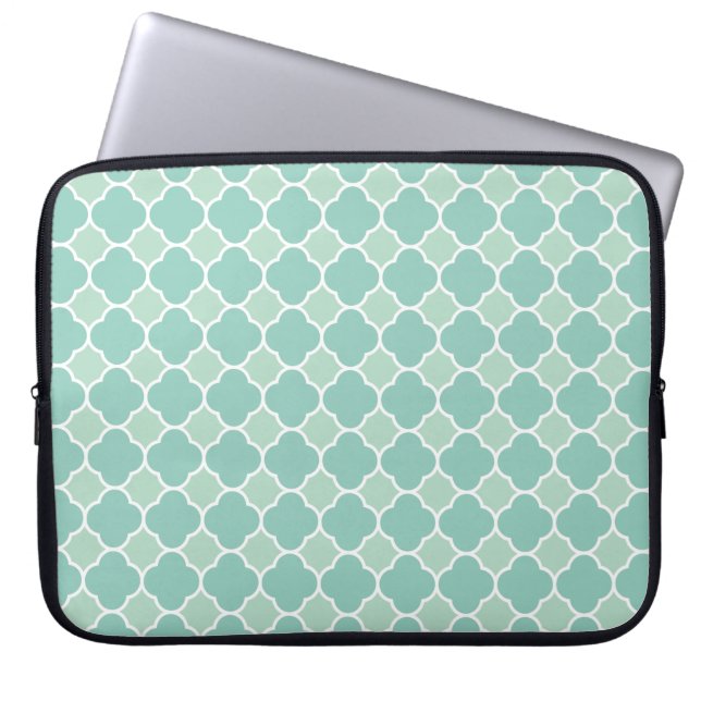 Söten görar grön det Quatrefoil mönster Laptop Sleeve (Framsidan)
