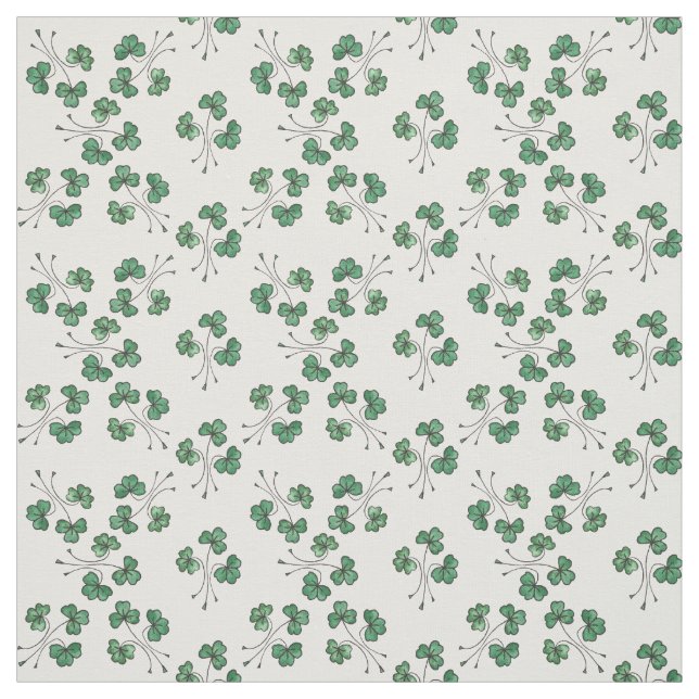 Söten görar grön Shamrocks på vitmönstertyg Tyg (Provkarta)