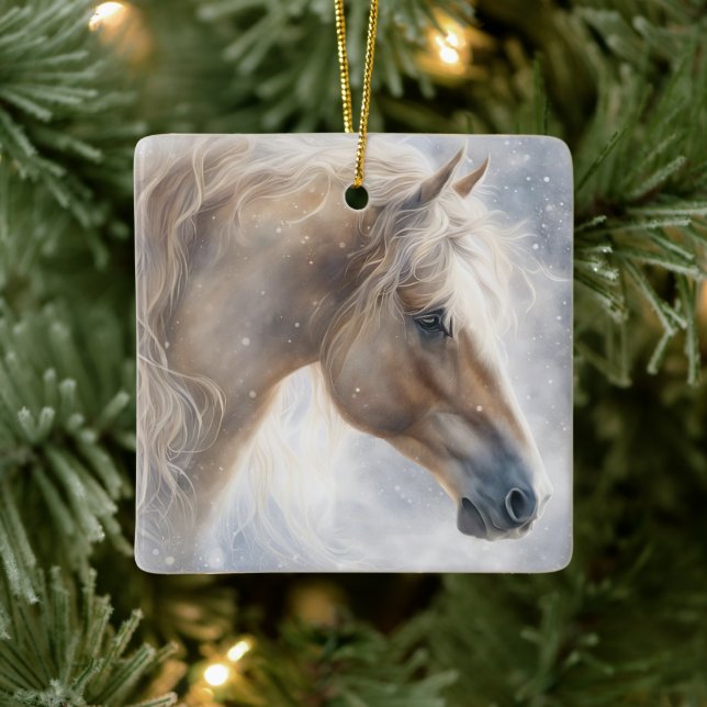 Söten Helgdag för häst jul Julgransprydnad Keramik (Träd)