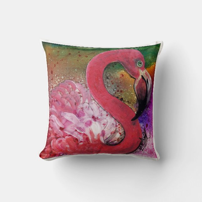 SÖTEN I ROSA flamingo kudder design vid Kudde (Framsida)