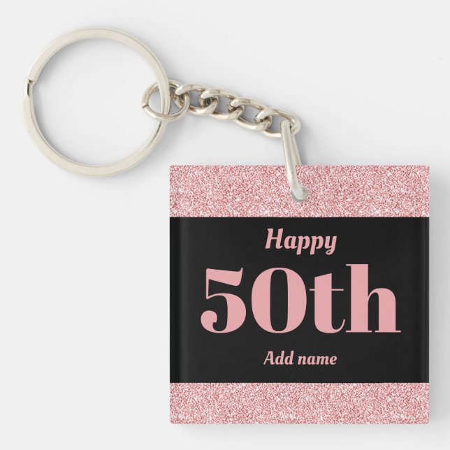 söten personifierade födelsedaggåvakeychain 50th (Framsidan)