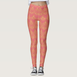 Sötens Orange och Rosa Mönster Leggings