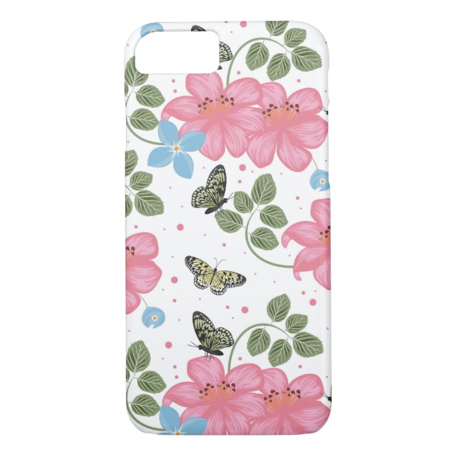 Sötens Rosa och Blåa blommor Case-Mate iPhone Skal (Baksida)