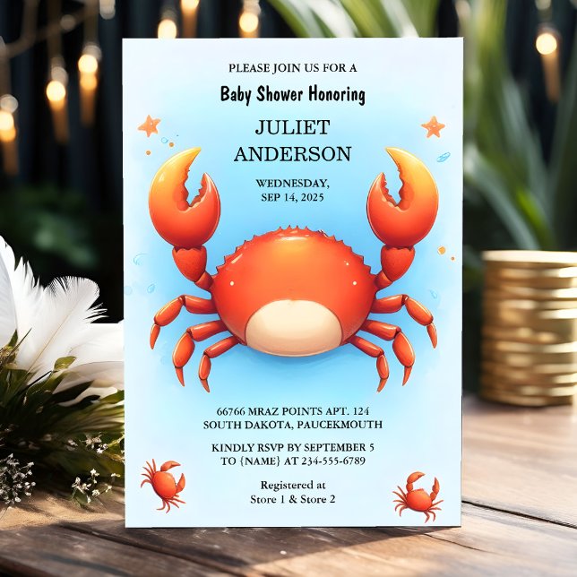Sötfångare för kute Coola Beach Ocean Catch Red Cr Inbjudningar (Skapare uppladdad)