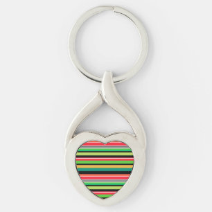 Sötfärgad rand twisted heart silverfärgad nyckelring