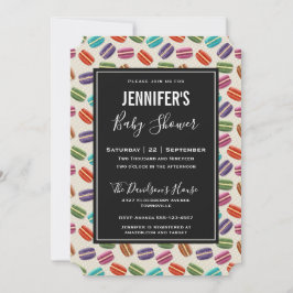 Sötfärgade makaroner Mönster Babykläder Inbjudningar