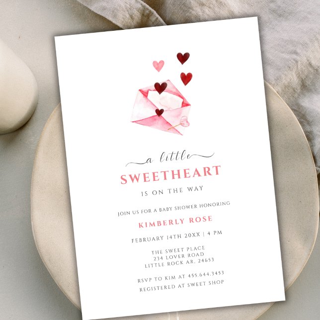 Sötfärgade Valentineser Babykläder Inbjudningar (Watercolor Sweetheart Valentines Baby Shower Invitation)