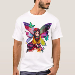 Sötflicka Fairy och Blue Butterflies T Shirt