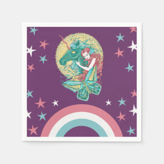 Sötflicka och Unicorn Teckning Pappersservett