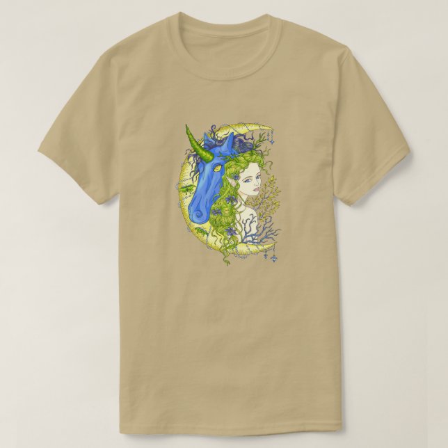 Sötflicka och Unicorn teckning T Shirt (Design framsida)