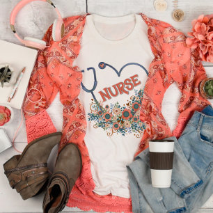 SötFloral Nurse Stethoscope Inspiritivity T-Shirt