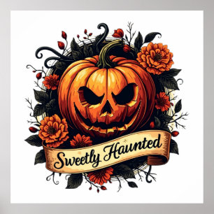 Sötflytande Bindad Vintage Pumpkin   Blommigt Hall Poster