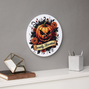 Sötflytande Bindad Vintage Pumpkin   Blommigt Hall Stor Klocka