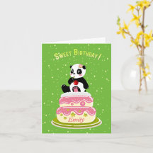 Sötfödelsedag / Fläckpanda med kaka och körsbär