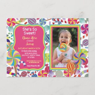 Sötfoto Dessert Candy Sweet 16 eller någon ålder Inbjudningar