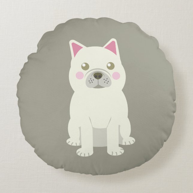 Sötfranska valpar bulldog rund kudde (Framsidan)