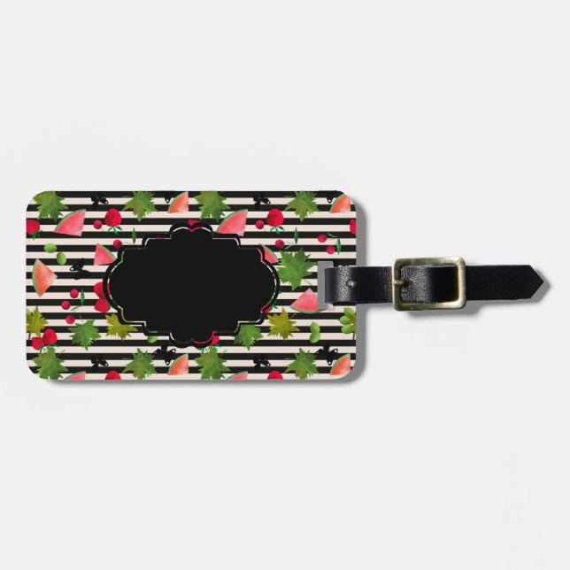 Sötfria färsk frukt Berries Vattenfärgad Tecknad C Bagagebricka (Horisontell Framsida)