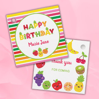 Sötfrukt, grattis på födelsedagen gåvor etiketter