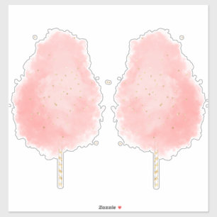 Sötgris av bomullskandy glitter rosa  peach guld  klistermärken