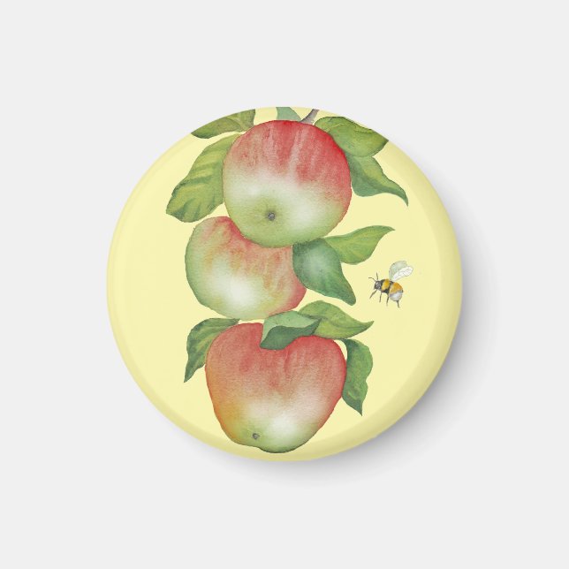 Sötharmoni: Vattenfärgäpplen och bin Magnet (Framsidan)