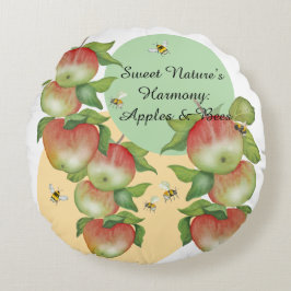 Sötharmoni: Vattenfärgäpplen och bin Rund Kudde