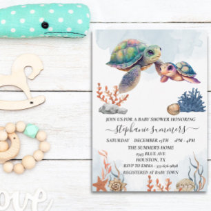 Söthavsfärgen Baby Shower Inbjudningar