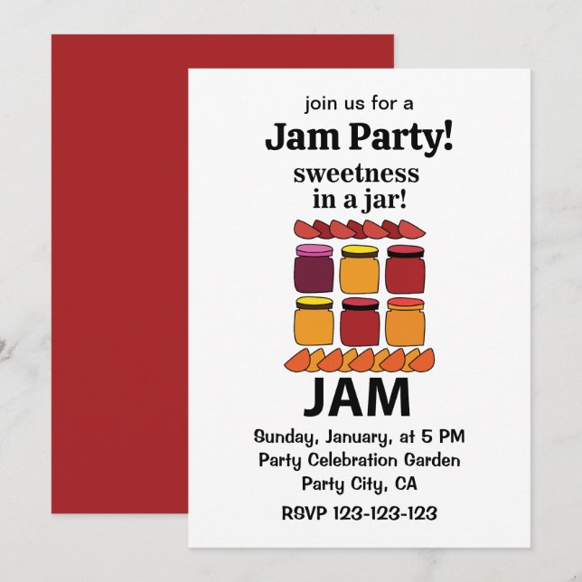 Söthet för frukt Sylt i Sylt i Burk Inbjudningar (Fram/baksida)