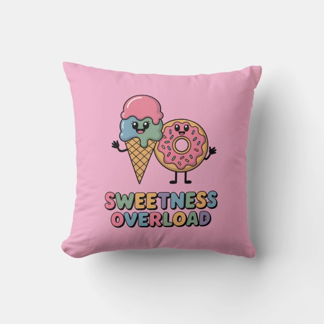 Söthet Överbelastning | Donut & Ice Cream Kids Kudde (Framsida)