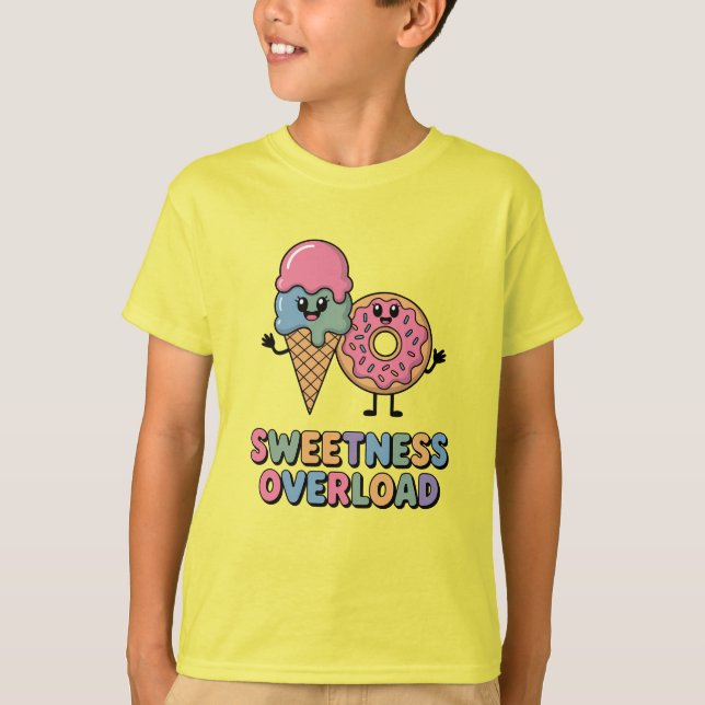Söthet Överbelastning | Donut & Ice Cream Kids T Shirt (Framsida)