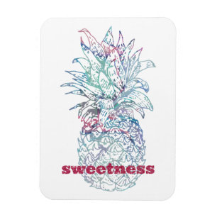 Söthet Rosa och blått vattenfärgsananas Magnet