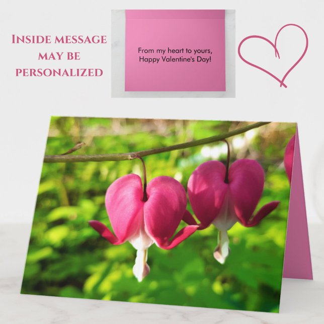 Söthjärtans dagskort - foto av blödande hjärtan kort (A romantic bleeding heart flowers Valentine's Day card for you to personalize.)