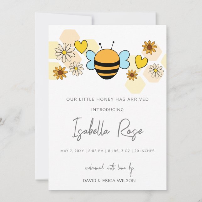 Söthonung Cute Nyfödd bebis födelsemärkning Meddelande (Framsida)