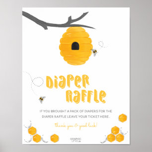 Söthonungsbi Babyskor Diaper Raffle Sign Poster